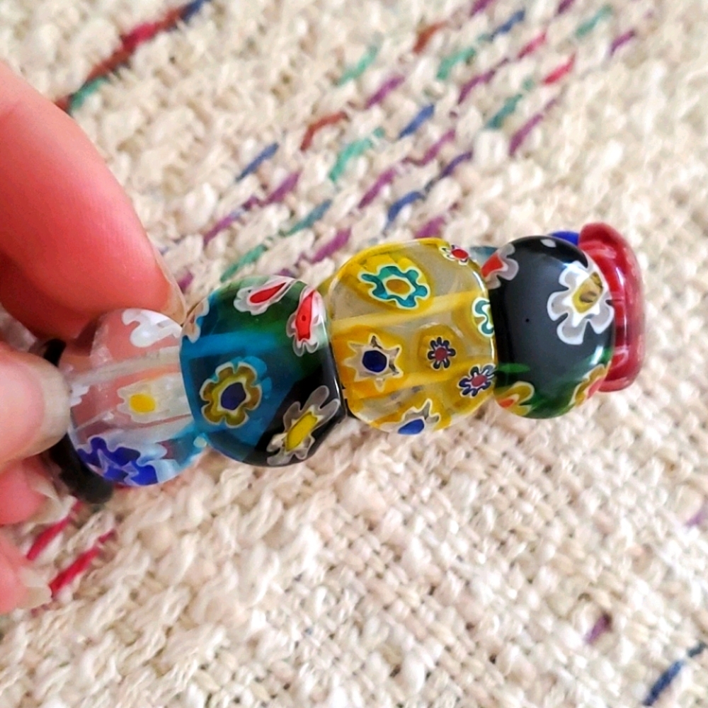 Rainbow Daisy Glass Bracelet